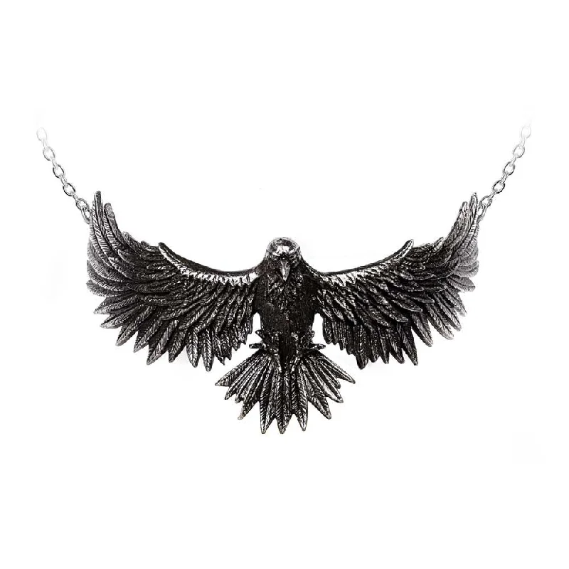 women butterfly pendant necklaces -Curse of Coronis Raven Choker Necklace by Alchemy Gothic