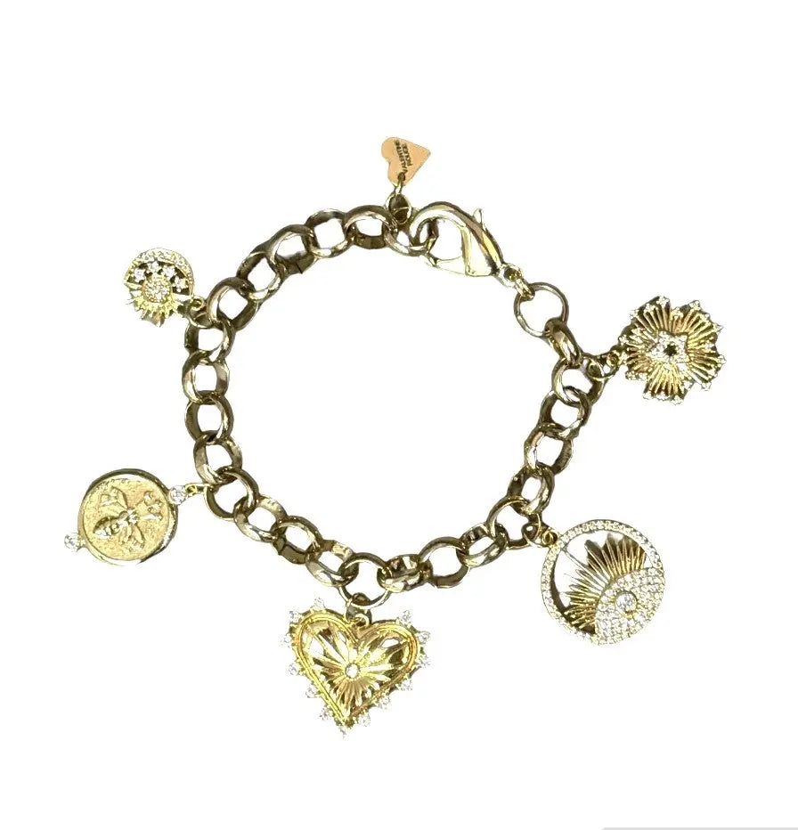 women chain bangles -Verona 5 Charm Bracelet - Gold