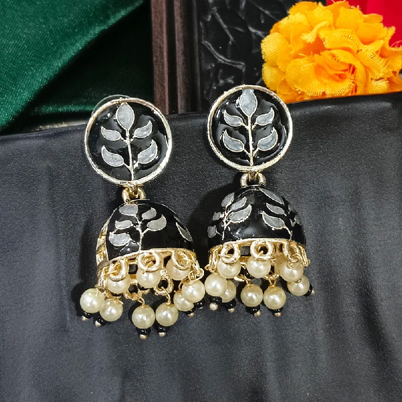 women cute stud earrings -Bhavi Jewels Gold Plated Mennakari Jhumki Earrings