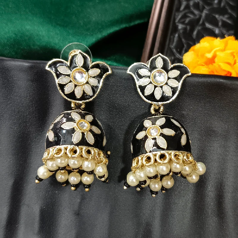 women chic earrings -Bhavi Jewels Gold Plated Mennakari Jhumki Earrings