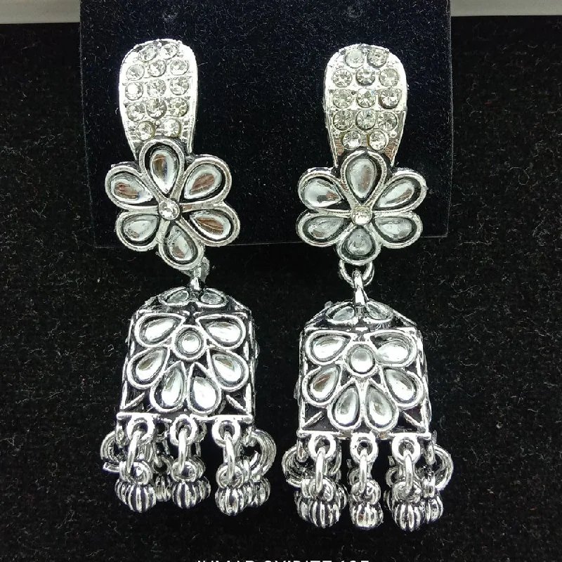 women drop diamond earrings -SP Jewellery Oxidised Plated Jhumki Earrings