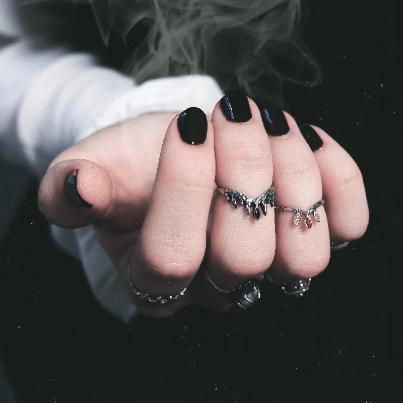 women sapphire rings -Before The Dawn Icicle Wishbone Ring Black