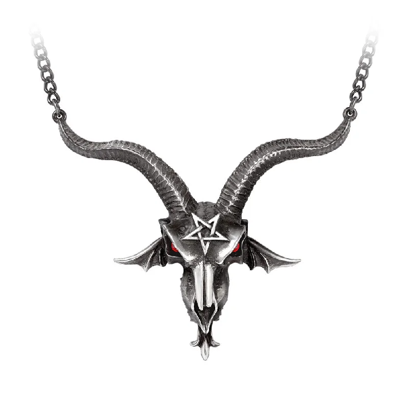 women luxury necklaces -Baphometica/Baphomet Horned Skull Necklace by Alchemy Gothic