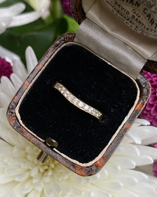 women delicate rings -Brilliant Cut Diamond Contoured Half Eternity Wedding Ring 0.30ct 18ct Yellow Gold