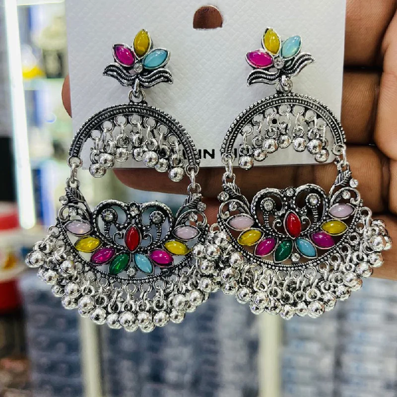 women delicate earrings -Manisha Jewellery Oxidised Plated Crystal Stone And Ghungroo Dangler Earrings