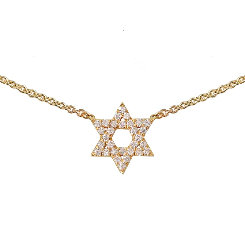 women charm necklaces -Small Star of David Magen David Diamond Pendant Gold Necklace ♥