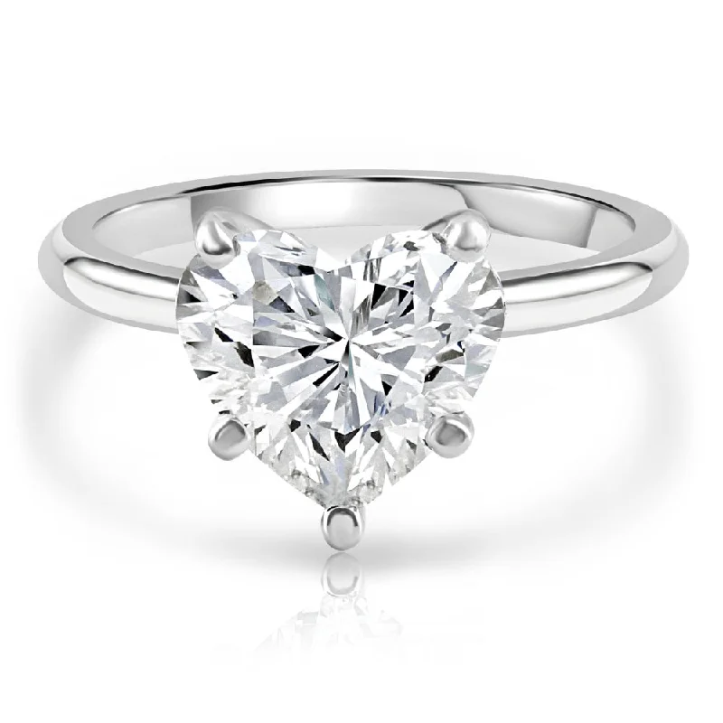 women unique cut engagement rings -Certified 5.01Ct Heart Shape Solitaire Diamond Engagement Ring 14k White Gold