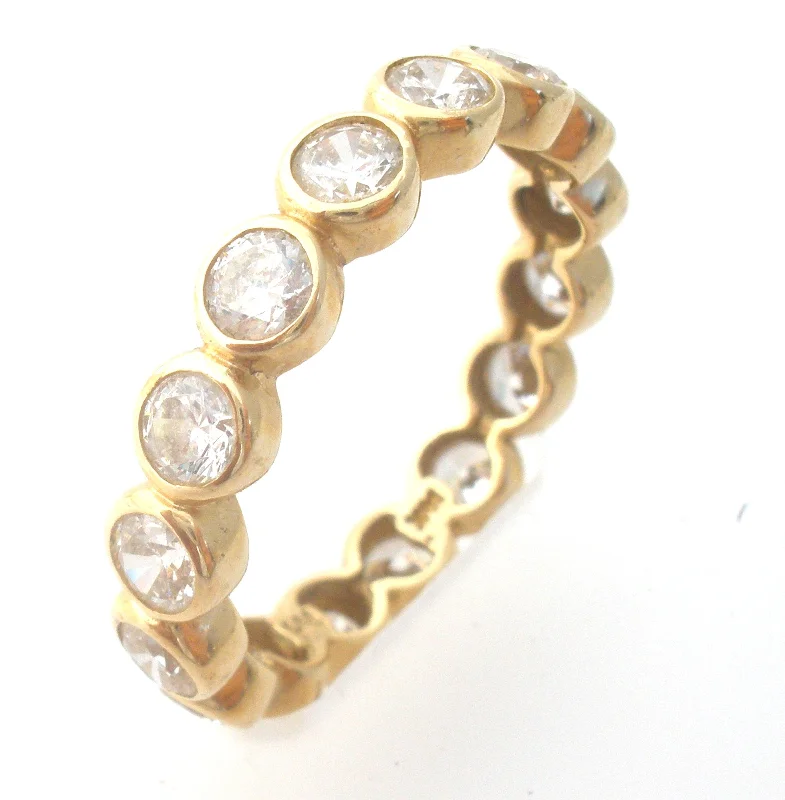 women bold rings -14K Gold Eternity Ring Cubic Zirconia Size 9