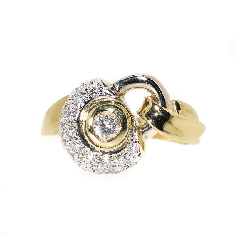 women elegant wedding rings -18kt Two Tone Diamond Lock Ring (.55 ctw)