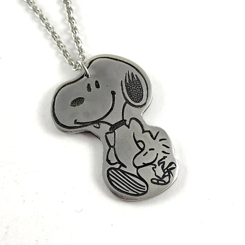 women oversized necklaces -Snoopy & Woodstock Stainless Steel Spoon Necklace