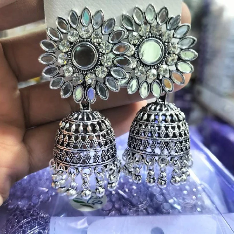 women chic earrings -Manisha Jewellery Oxidised Plated Mirror Jhumki Earrings