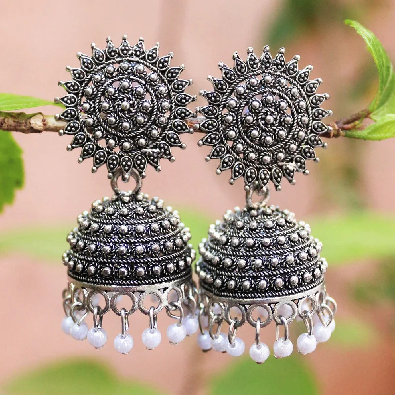 women teardrop earrings -H K Fashion Oxidised Plated Beads Jhumki Earrings