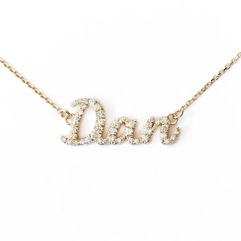 women ruby necklaces -Personalized Name Necklace 14K Gold and Diamonds