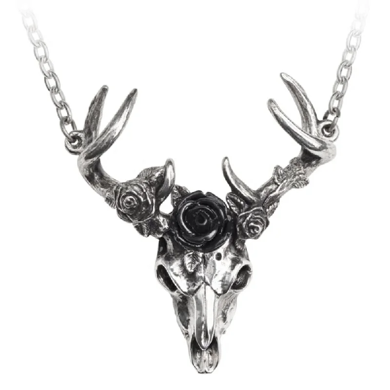 women heart-shaped necklaces -White Hart, Black Rose Pendant Necklace by Alchemy Gothic