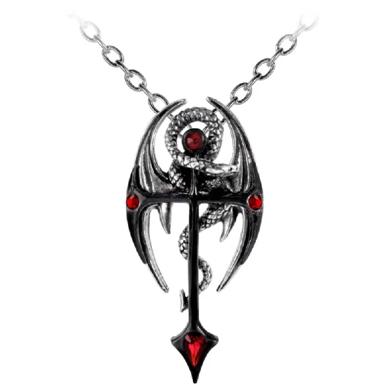 women boho necklaces -Draconkreuz Pendant Dragon Cross Necklace by Alchemy Gothic