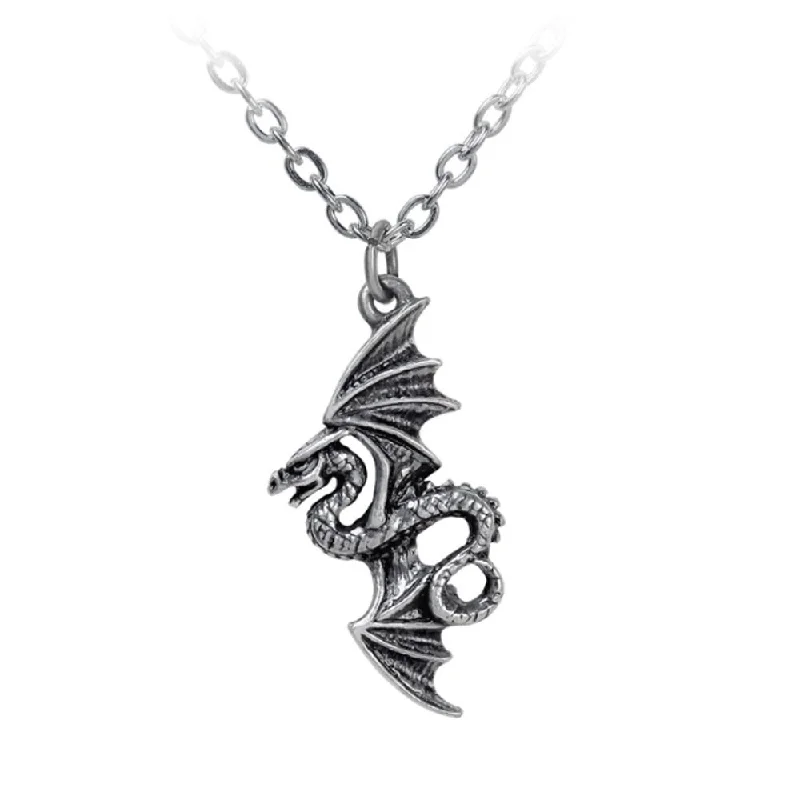 women pearl necklaces -Flight of Airus Dragon Pendant Necklace by Alchemy Gothic