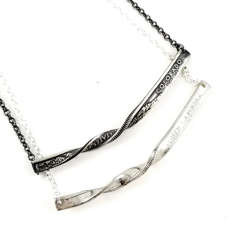 women sapphire necklaces -90% Silver State Quarter Twisted Bar Necklace