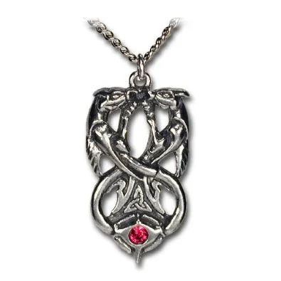 women charm necklaces -Dragons of Wyrd Red Crystal Dragon Pendant Necklace