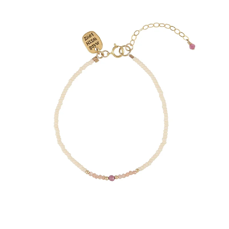 women gold bangles -Semi Precious Utulivu Classic Bracelet - MIXED PINKS/GOLD