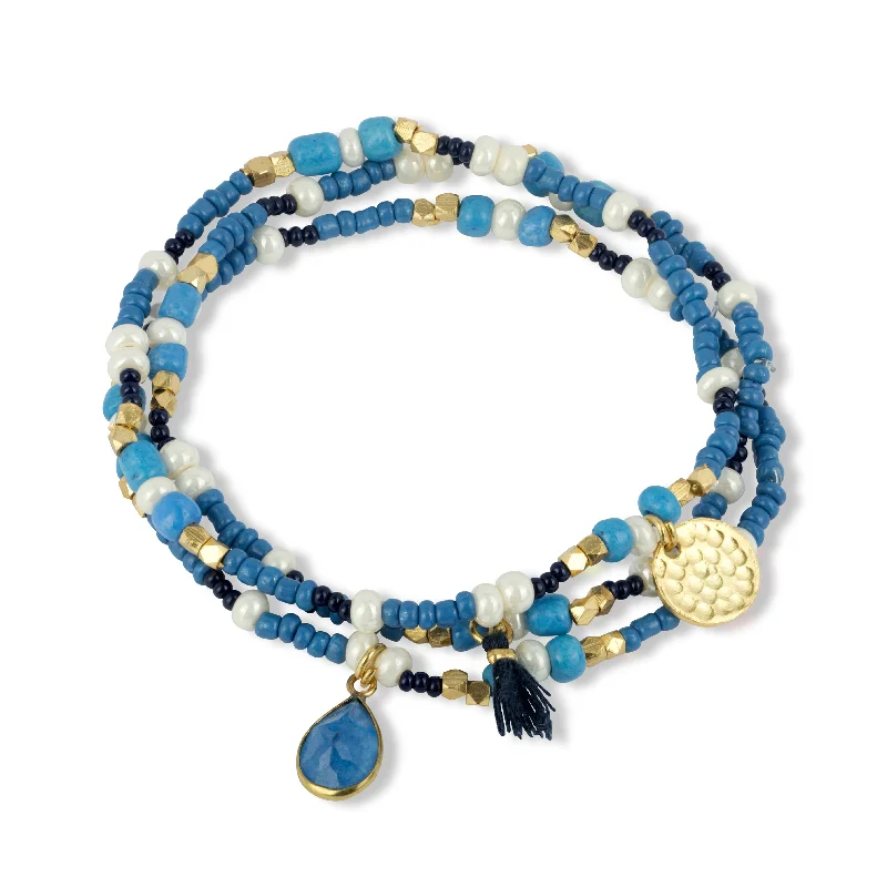 women gold-plated bangles -Luana Bracelet Set Blue