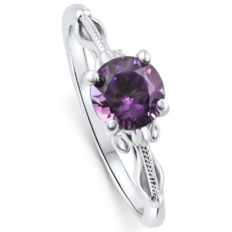 women gold solitaire engagement rings -6mm Amethyst Solitaire Ring Gold