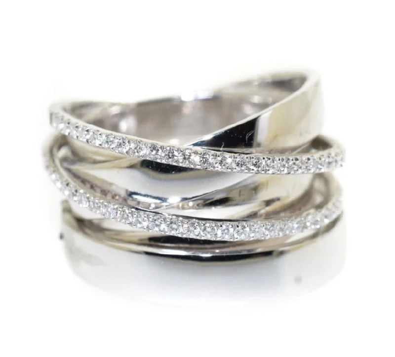 women large rings -18kt White Gold Diamond Overlap Ring (.36 ctw)