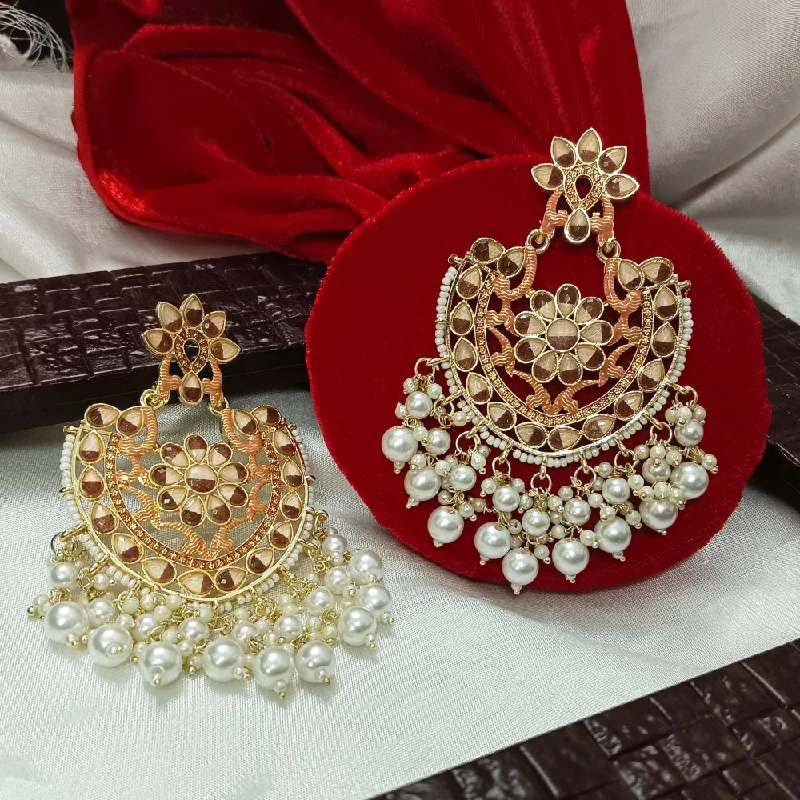 women statement drop earrings -Bhavi Meenaakri & Beads Gold Plated Dangler Earrings