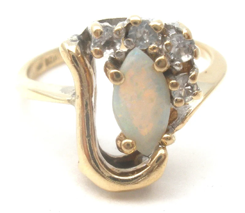 women diamond solitaire rings -Opal 10K Yellow Gold Ring Size 5.75 Vintage