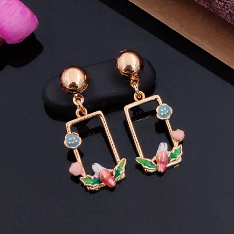 women ear cuff earrings -Akruti Collection Rose Gold Plated  Dangler Earrings