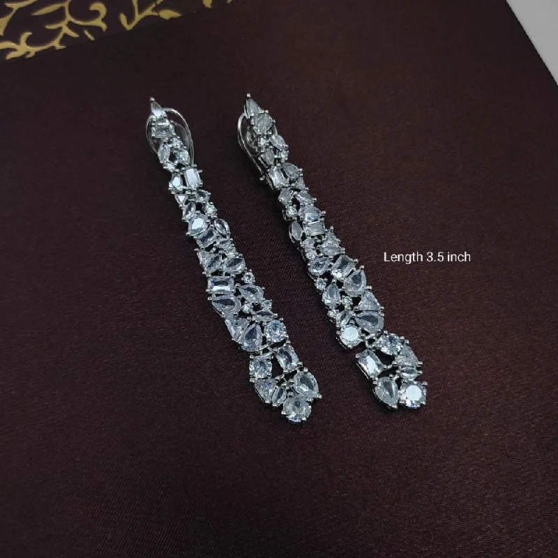 women bohemian earrings -Aamrapali Silver Plated AD Stone Dangler Earrings