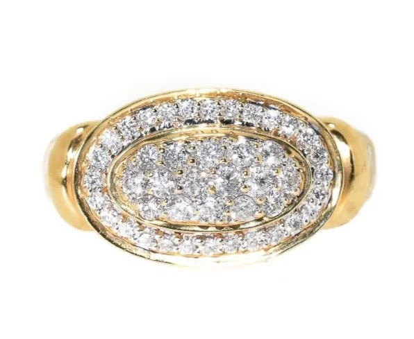 women wide band rings -18kt Two Tone Diamond Cable Ring (.47 ctw)