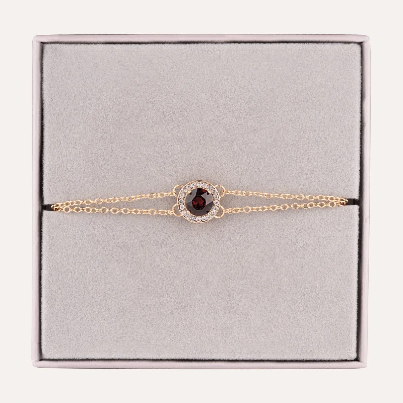 women oversized bangles -January Garnet-Colour  Birthstone Clasp Bracelet In Gold-Tone