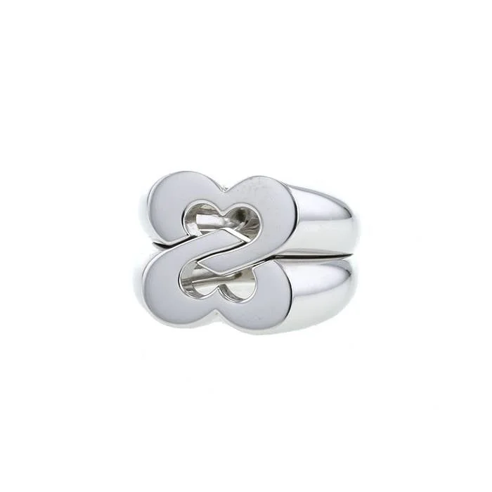 women designer engagement rings -Poiray Sceau de Coeurs ring in white gold