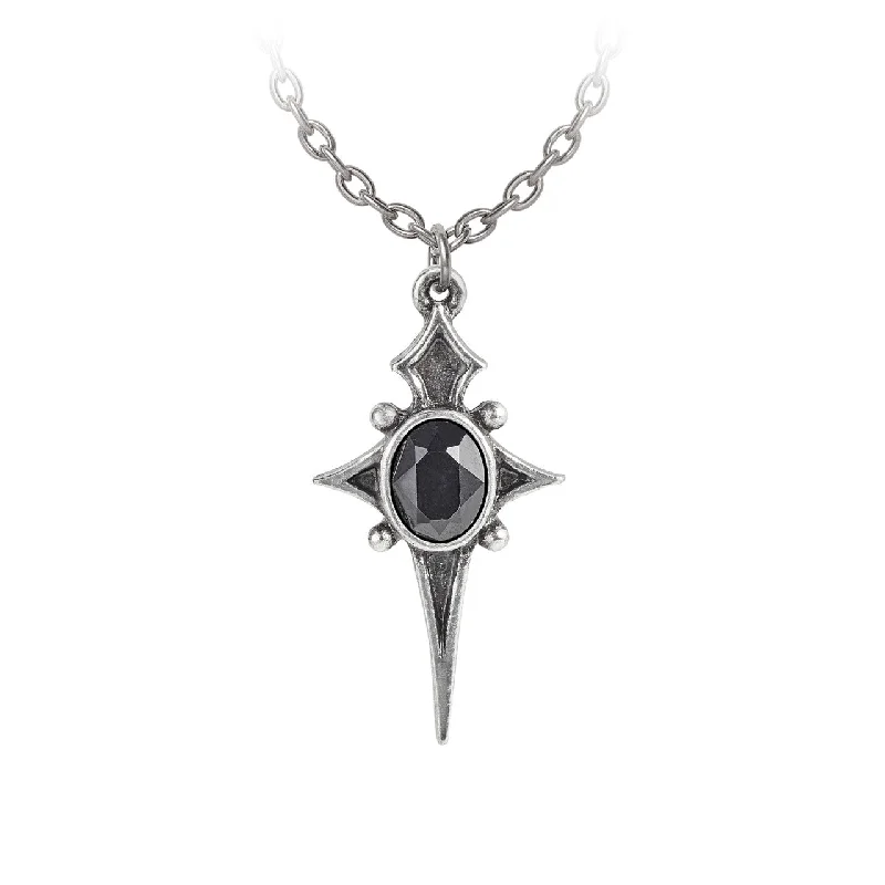 women gemstone drop necklaces -Sterne Leben Black Crystal Star Pendant Necklace by Alchemy Gothic