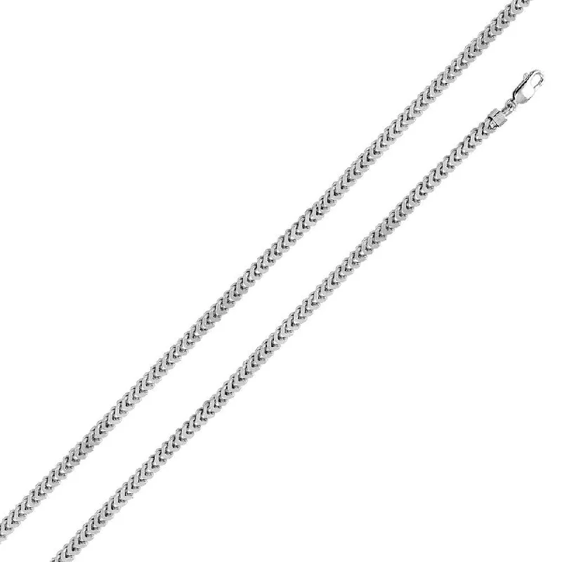 women bangles sets -Rhodium Plated 925 Sterling Silver Hollow Franco Chain or Bracelet 4.8mm - CHHW101 RH